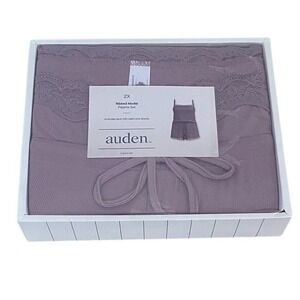 Auden Pajama Set‎ Womens 2X Mauve Ribbed Modal Lace Trim Cami Shorts Sleepwear
